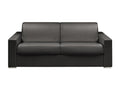 4-seater sofa bed with express conversion in black faux leather - Wide 160cm sleeping area - 18cm memory foam mattress