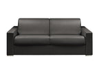 4-seater sofa bed with express conversion in black faux leather - Wide 160cm sleeping area - 18cm memory foam mattress