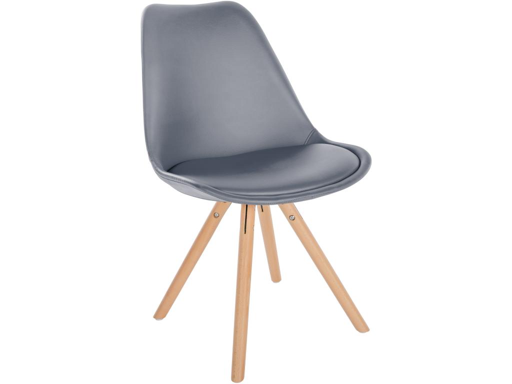 Set of 4 dining chairs - Faux leather / Wood - Grey - Homelumiere