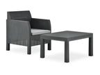 2-piece garden furniture set with PP cushions, anthracite