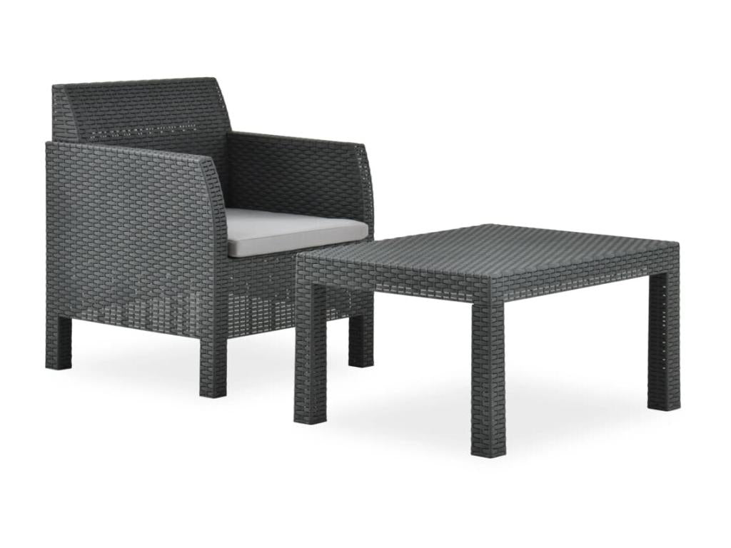 2-piece garden furniture set with PP cushions, anthracite