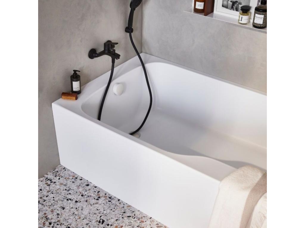 Homelumiere non-slip bathtub/shower, left-hand version, matte white, 170x90cm