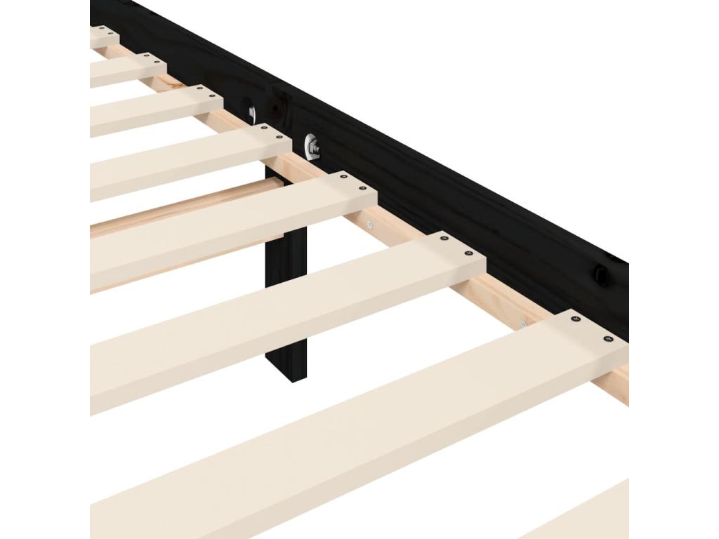 Bed frame with black headboard, 90x190 cm, solid wood