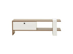 White and walnut TV stand for living room, 120x25x37 cm, 00316VQXH
