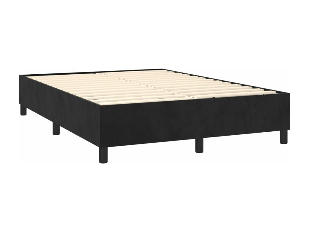 Upholstered bed base with mattress, black, 140x200 cm, velvet, 26306LYDH