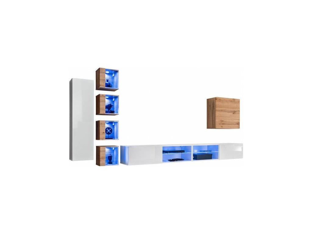 Homelumiere 320cm White/Natural TV Unit Set