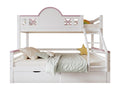 Wooden bunk bed 90x200cm 140x200cm - with ladder and 2 drawers - White / Pink
