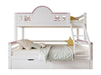 Wooden bunk bed 90x200cm 140x200cm - with ladder and 2 drawers - White / Pink