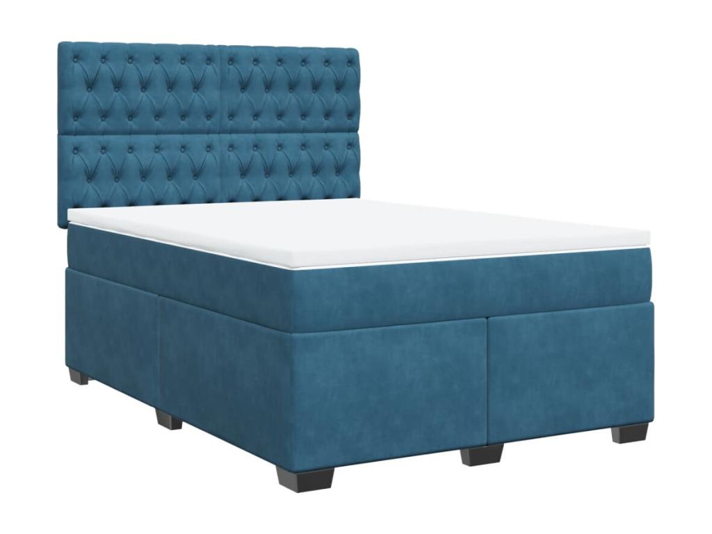 Homelumiere bed base and blue 140x200 cm velvet mattress