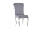 Baroque design chair in light grey velvet and chromed steel from Homelumiere