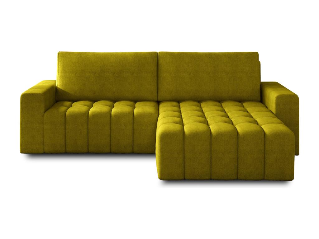 Delimoa 250cm 50135INFI designer sofa bed in mustard yellow quilted fabric with right-hand corner