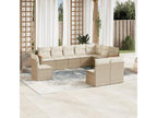 Garden furniture set with cushions, 10 pieces, beige woven resin, 91413NYPZ