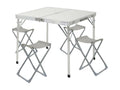 Folding garden set: Rectangular garden table and 4 camping chairs, white/grey, 7house