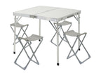Folding garden set: Rectangular garden table and 4 camping chairs, white/grey, 7house