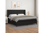 Upholstered bed base with mattress, black, 200x200 cm, faux leather