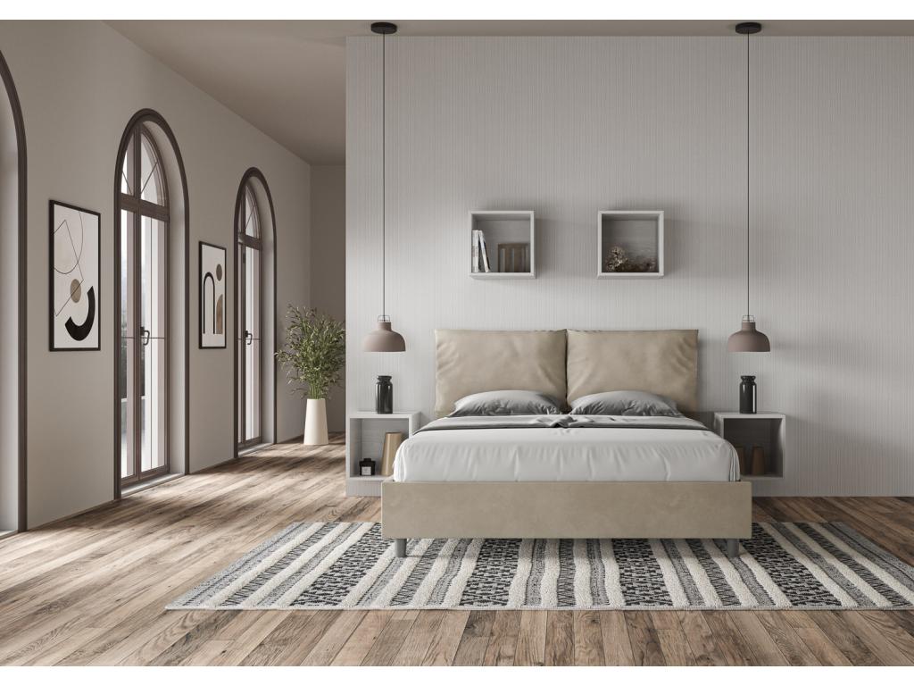 Homelumiere Upholstered Storage Bed 160x200 Sand Microfiber