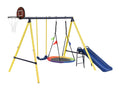 Swing set with slide for children - metal frame - outdoor play area for children aged 3 to 8 years - Yellow 01214CAXH