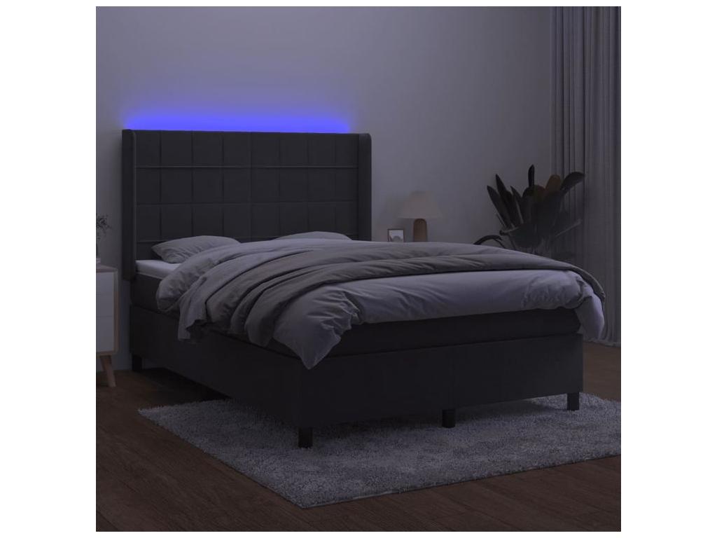 Bed base with Homelumiere bed, mattress and LED, Dark Grey, 140x190