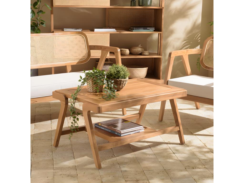 Homelumiere - Homelumiere rectangular coffee table with double teak top