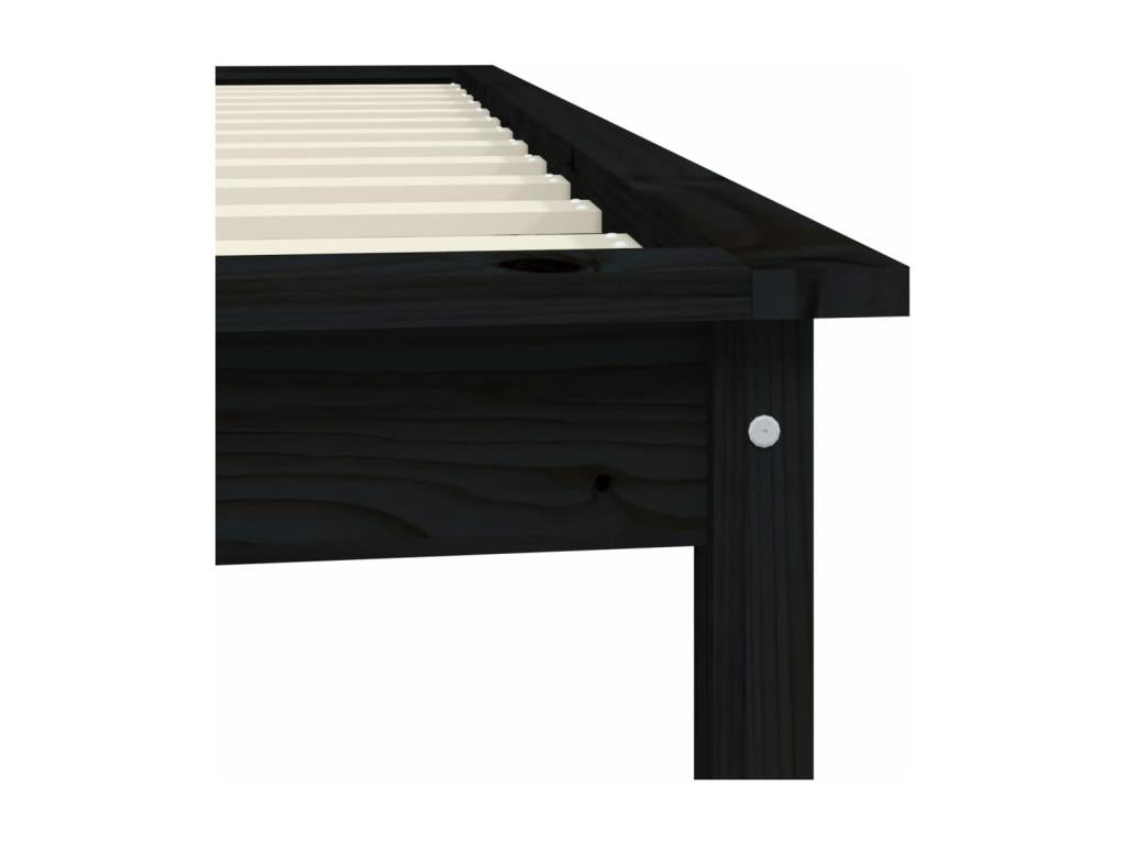 Black Bed Frame 90x190 cm Solid Pine Wood Single