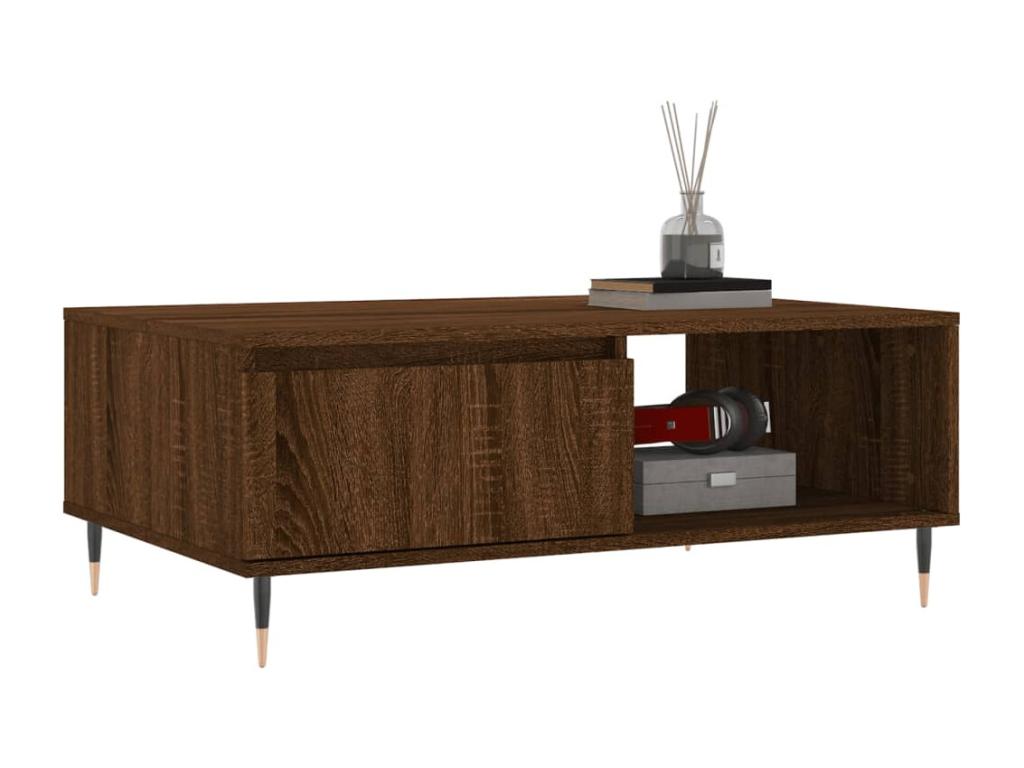 Brown oak coffee table, 90x60x35 cm, engineered wood