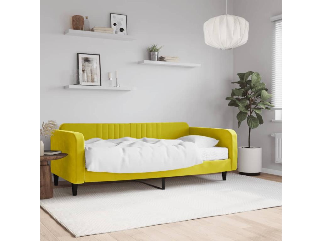 Daybed with yellow 100x200 cm velvet mattress