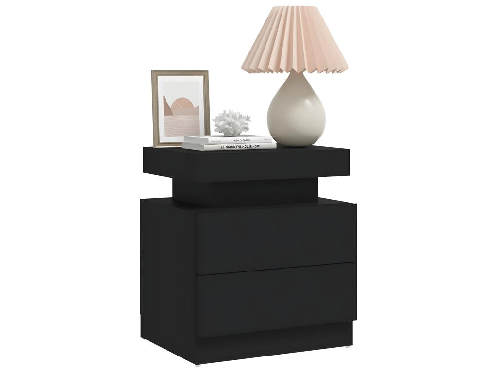 Black bedside table 45x35x52 cm Chipboard