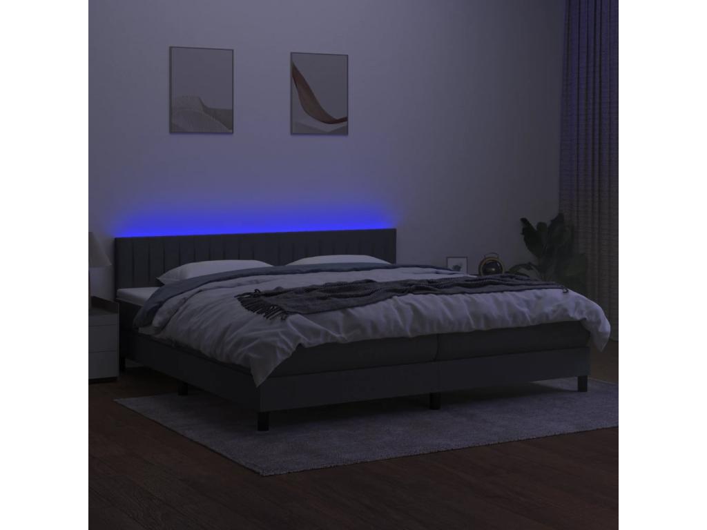 Bed base with Homelumiere bed light and mattress and LED Dark Grey 200x200