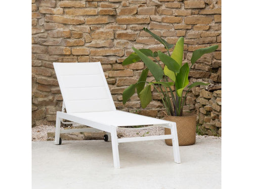 Homelumiere sun lounger in white textilene and white aluminum - Homelumiere