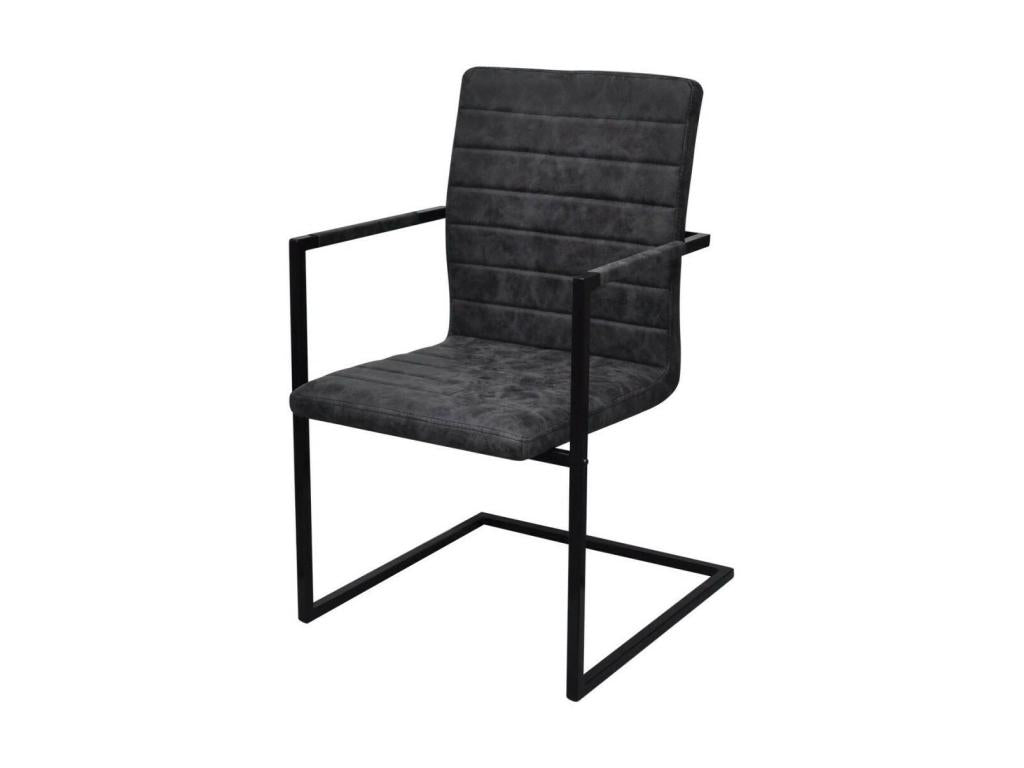 4-piece cantilever dining chairs, black faux leather, 3