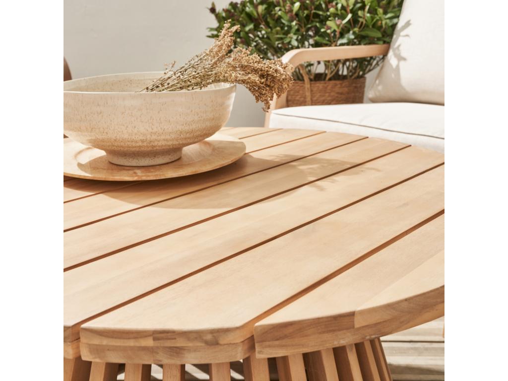Homelumiere round wooden garden coffee table - indoor/outdoor 80cm