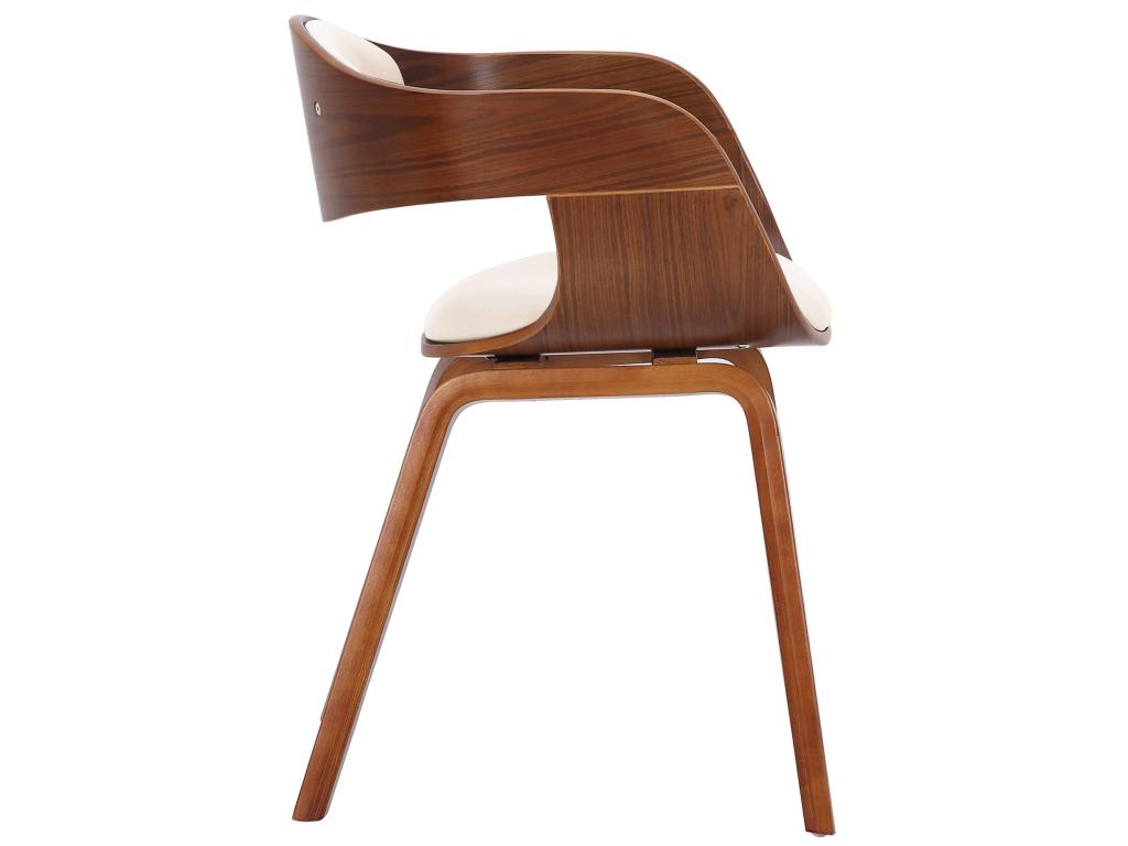 Set of 2 chairs with armrests - Faux leather / Black - Walnut / Cream - Homelumiere