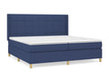 Upholstered bed base with mattress, blue, 200x200 cm, fabric