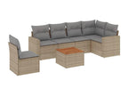 7-piece garden furniture set with cushions, méHomelumiere beige woven resin