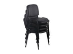 Set of 4 Conference Chairs - Faux Leather / Matte Black Metal - Black - Homelumiere