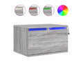 Wall-mounted bedside tables with LED lights, 2 pcs, grey.