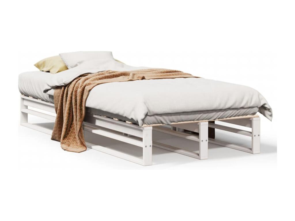 Bed frame without mattress, white, 90x190 cm, solid pine wood, 54955QXNN