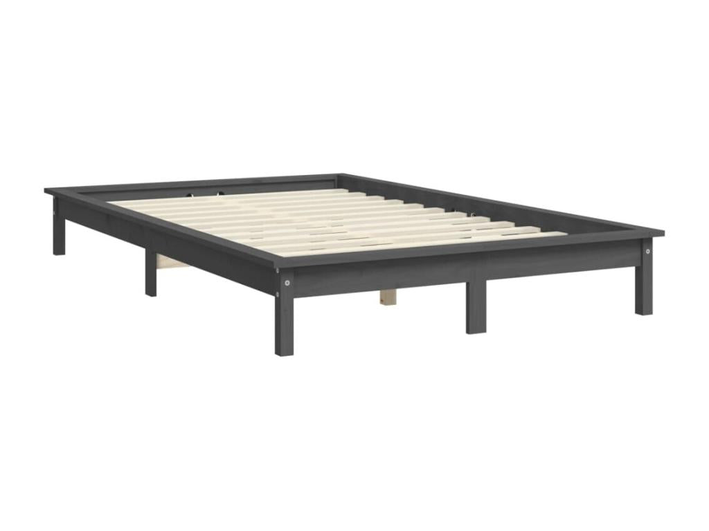 Bed frame without mattress, grey solid wood