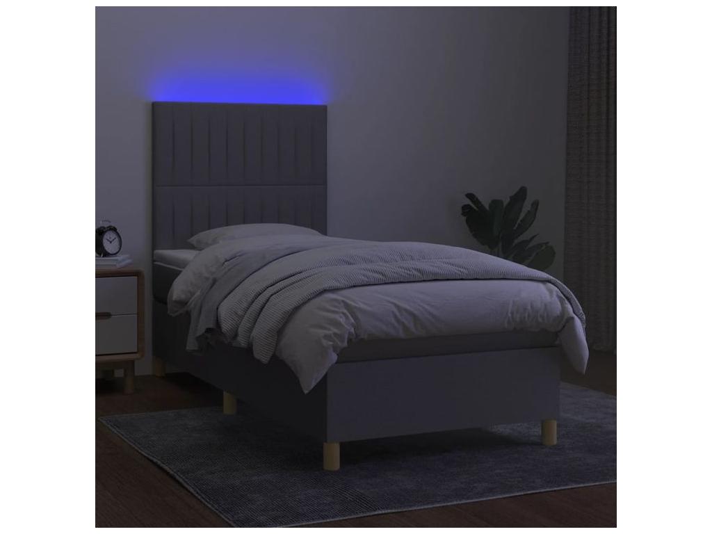 Bed base with Homelumiere bed light and mattress and LED light grey 90x190