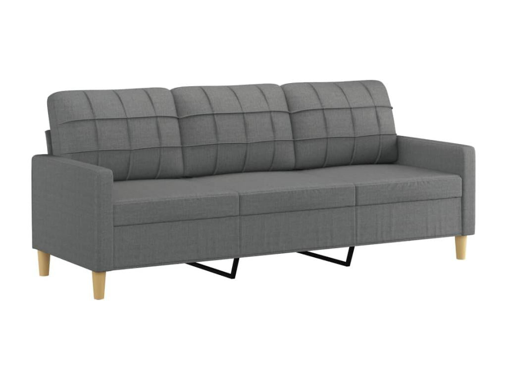3-piece sofa set with cushions, dark grey fabric