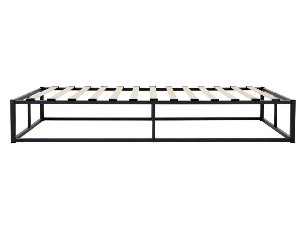 Homelumiere modern black steel bed frame with slatted base, 90x200 cm