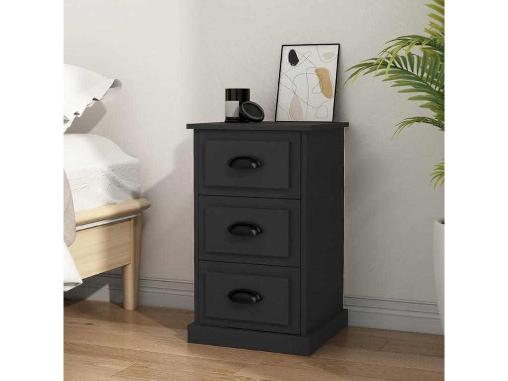 Black bedside table 39x39x67 cm engineered wood