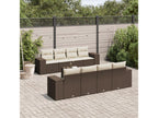 Garden furniture set with cushions, 9 pieces, brown woven resin
