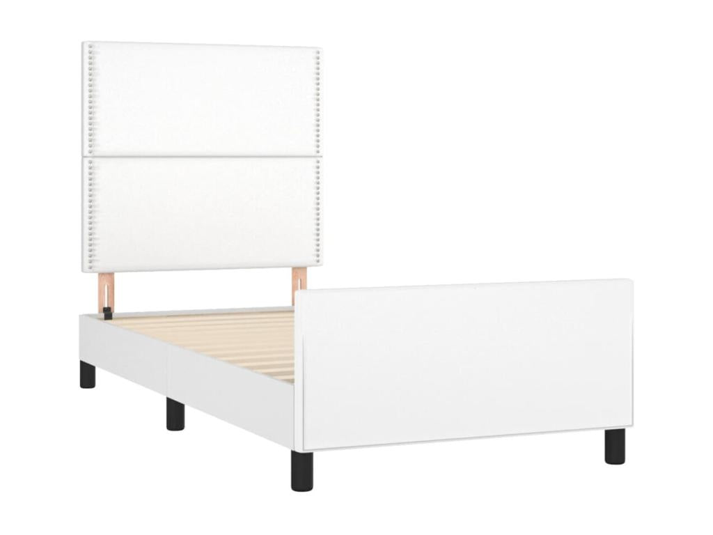 Bed frame with headboard, white, 80x200 cm, faux leather