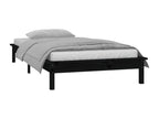Black LED bed frame 90x190 cm single solid wood