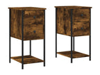 2-piece bedside tables, smoked oak, 32x42x70 cm, engineered wood, 53186ZWOQ