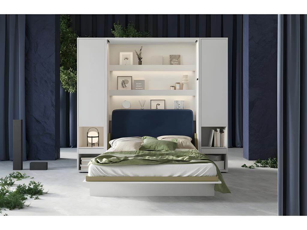 Homelumiere Wall Bed with 2 Drawers, Vertical, 90x200 cm, Matte White