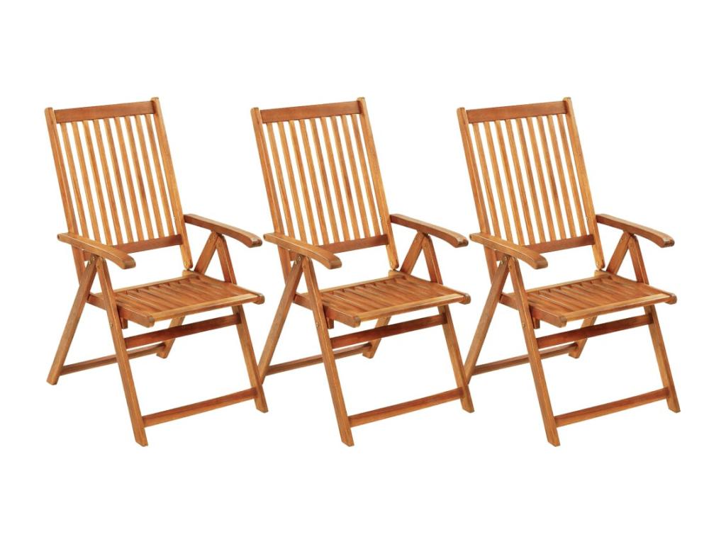 Homelumiere Folding Garden Chairs, Set of 3 with Cushions, Wooden