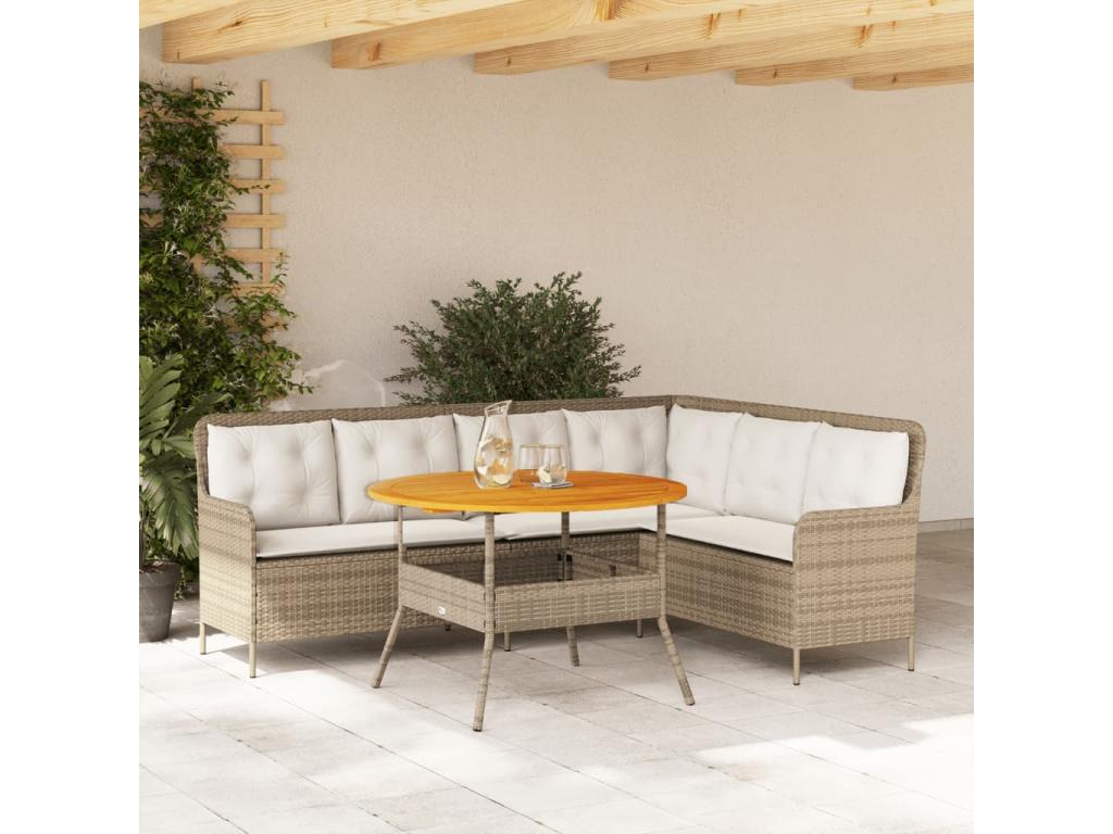 2-piece beige resin wicker garden furniture set with cushions