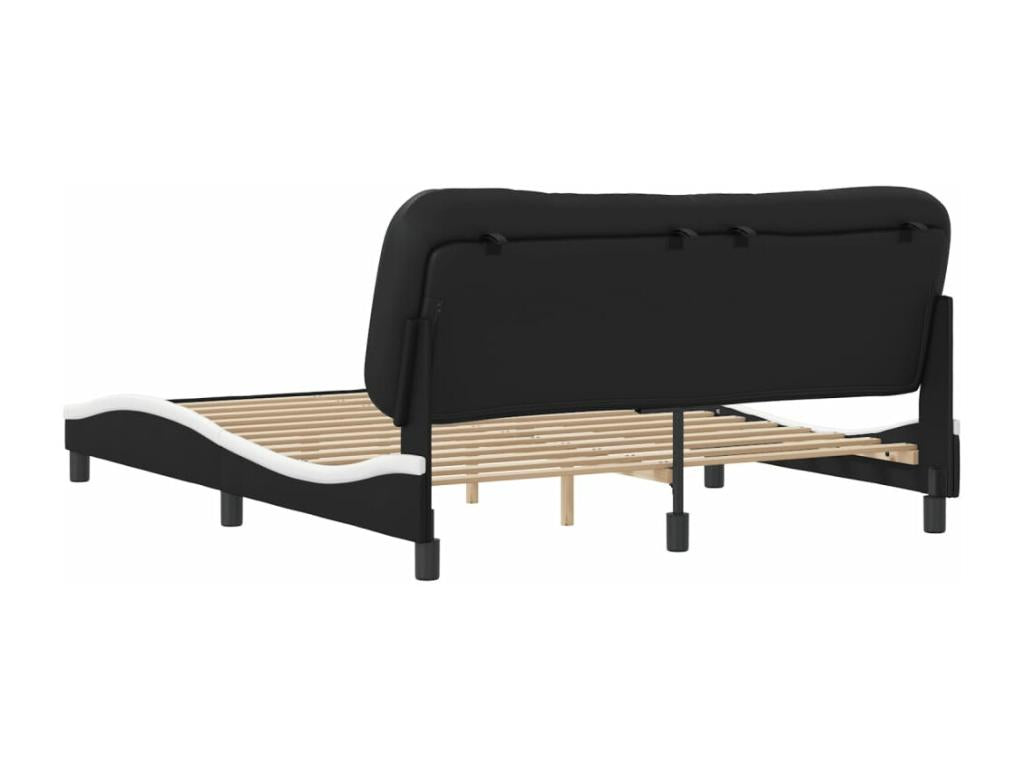 Black and white bed frame and headboard 160x200 faux leather